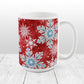 Red Blue Snowflake Pattern Winter Mug at Amy's Coffee Mugs