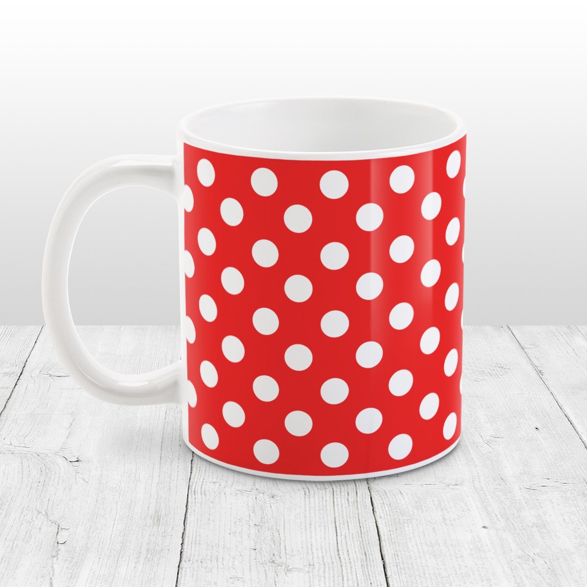 Bodum Ceramic 12oz Coffee Mugs Red White Polka Dots Set Of 6