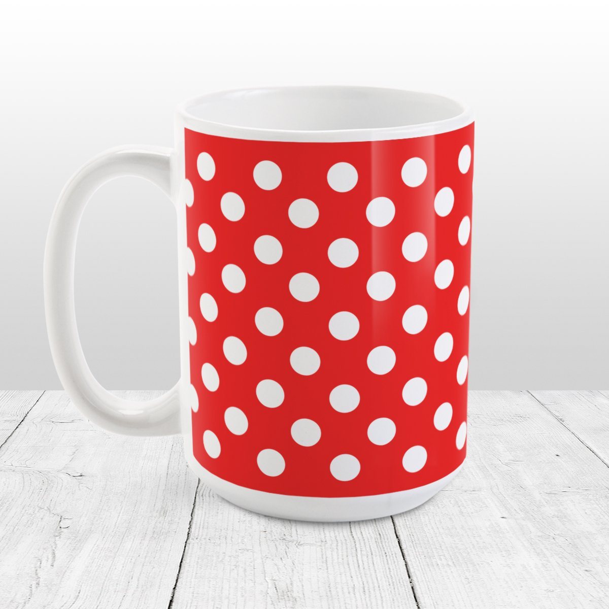 Bodum Ceramic 12oz Coffee Mugs Red White Polka Dots Set Of 6