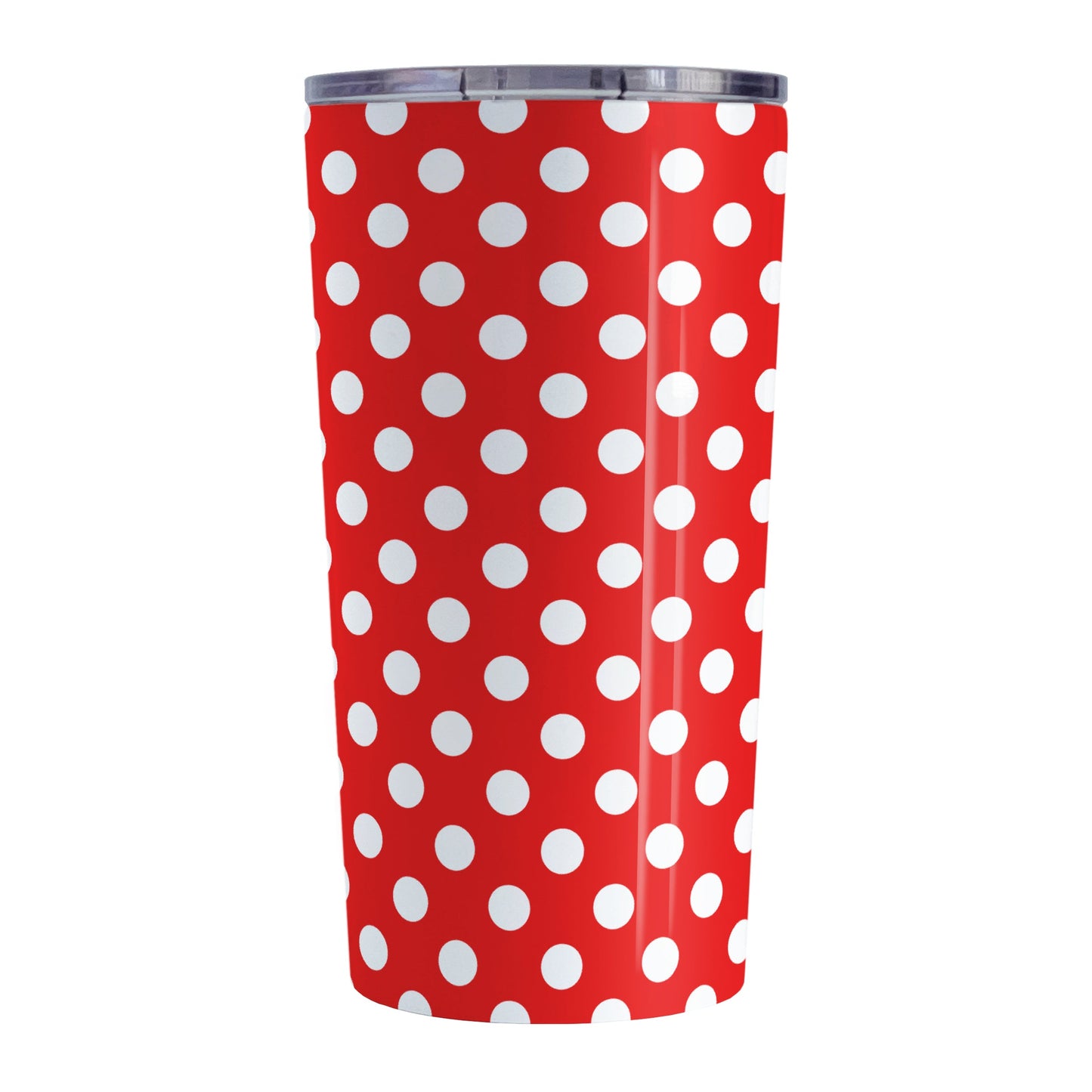 Red Polka Dot Tumbler Cup (20oz, stainless steel insulated) at Amy's Coffee Mugs