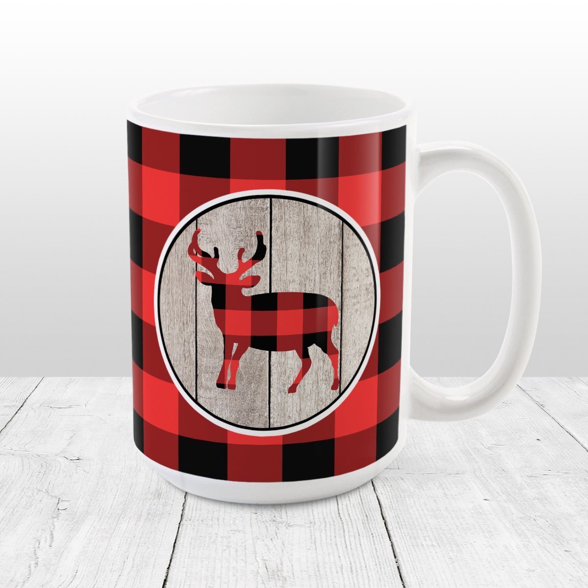 Rustic Red Buffalo Plaid Deer Mug at Amy's Coffee Mugs