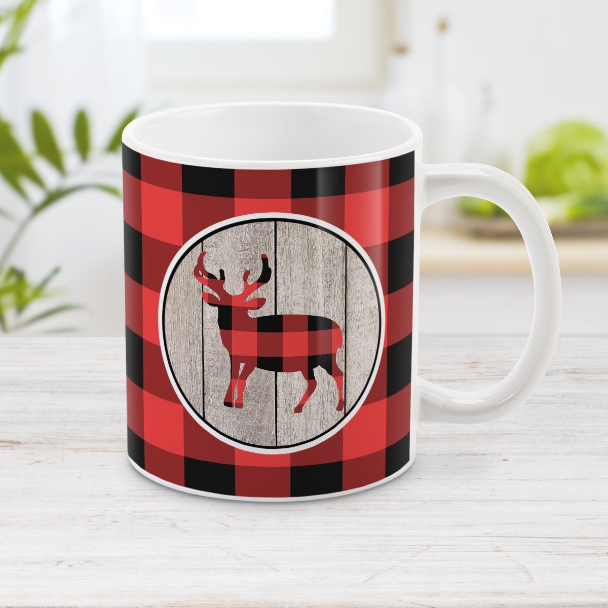 Rustic Red Buffalo Plaid Deer Mug at Amy's Coffee Mugs