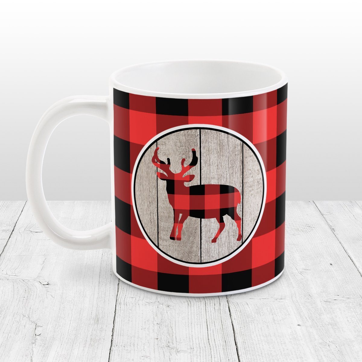 Rustic Red Buffalo Plaid Deer Mug at Amy's Coffee Mugs