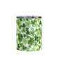 Shamrocks and 4-Leaf Clovers Tumbler Cup (10oz) at Amy's Coffee Mugs. A stainless steel insulated tumbler cup designed with an organic-like pattern of green shamrocks and 4-leaf clovers in different shades of green that wraps around the cup.