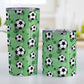 Soccer Ball and Goal Pattern Green Tumbler Cup (20oz and 10oz) at Amy's Coffee Mugs. Stainless steel insulated tumbler cups designed with a pattern of soccer balls and goals over a green background that wraps around the cups. These green soccer tumbler cups are perfect for people who love or play soccer. Photo shows both sized cups next to each other.