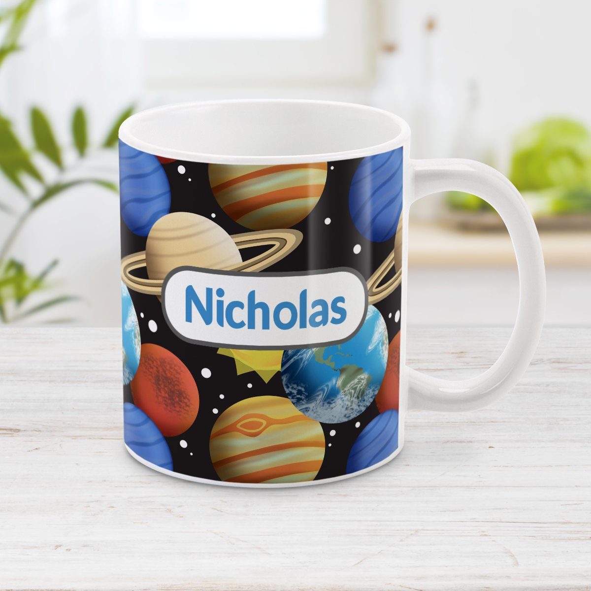 Space Planets Pattern - Personalized Space Mug at Amy's Coffee Mugs