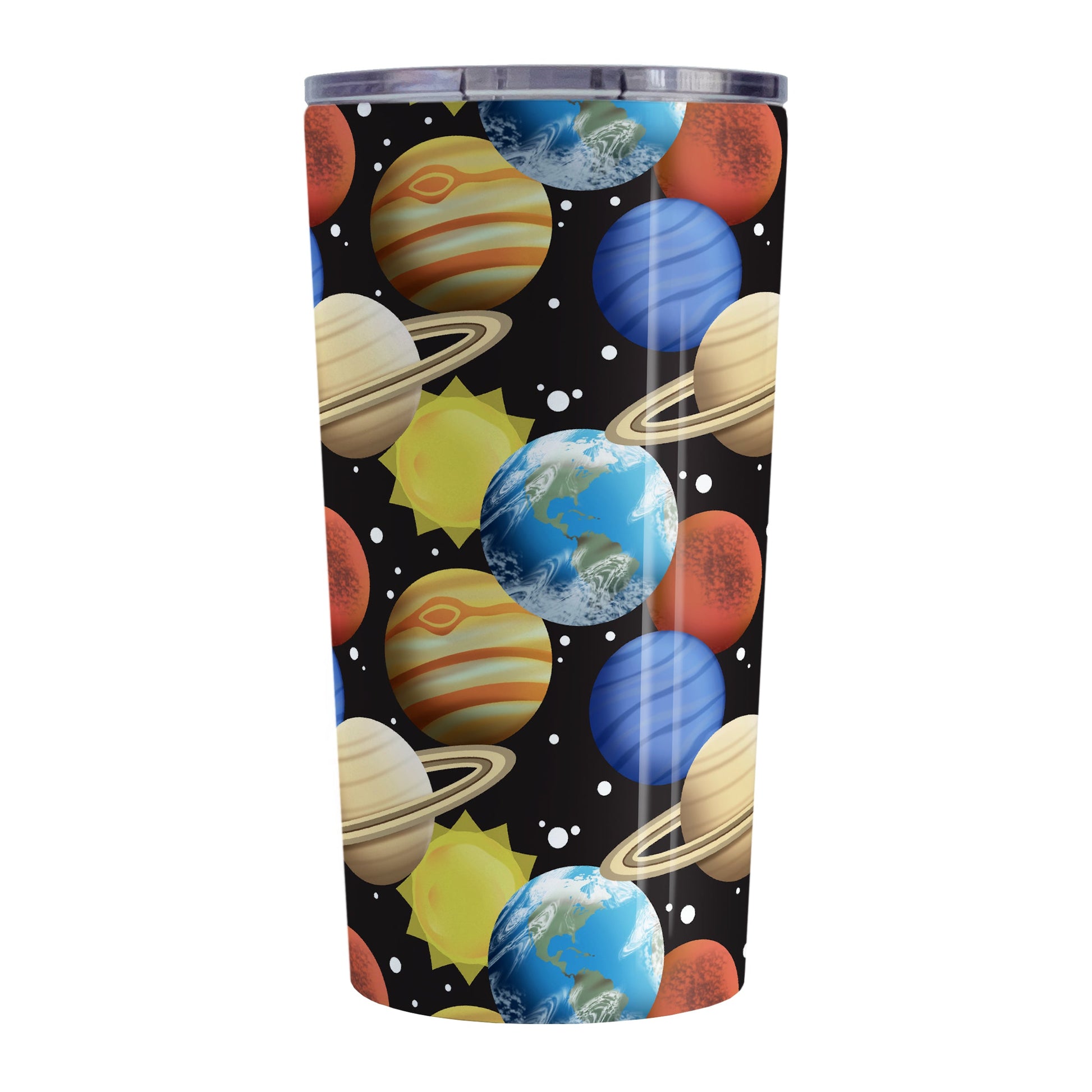 Space Planets Pattern - Space Tumbler Cup (20oz, stainless steel insulated) at Amy's Coffee Mugs