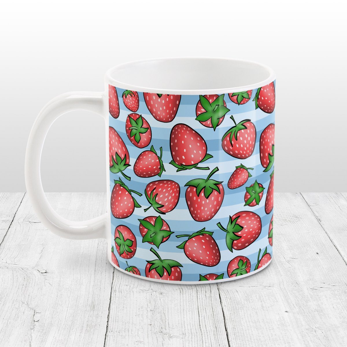 Strawberries on Blue Mug (11oz) at Amy's Coffee Mugs