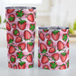 Strawberries on Pink Stripes Tumbler Cup (20oz and 10oz, stainless steel insulated) at Amy's Coffee Mugs