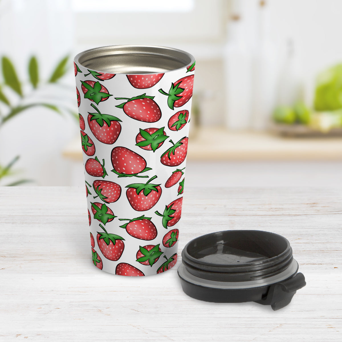 Strawberries Travel Mug (15oz) at Amy's Coffee Mugs