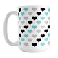 Turquoise Black Gray Hearts Pattern Mug (15oz) at Amy's Coffee Mugs