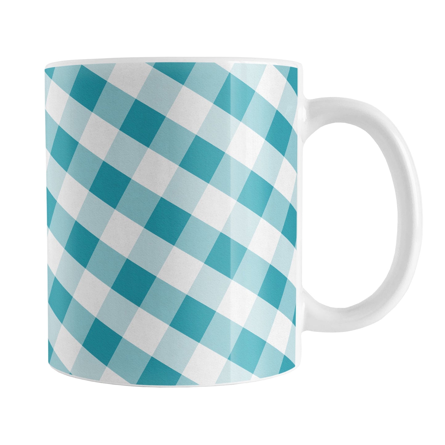 Turquoise Gingham Mug (11oz) at Amy's Coffee Mugs