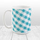Turquoise Gingham Pattern Mug at Amy's Coffee Mugs