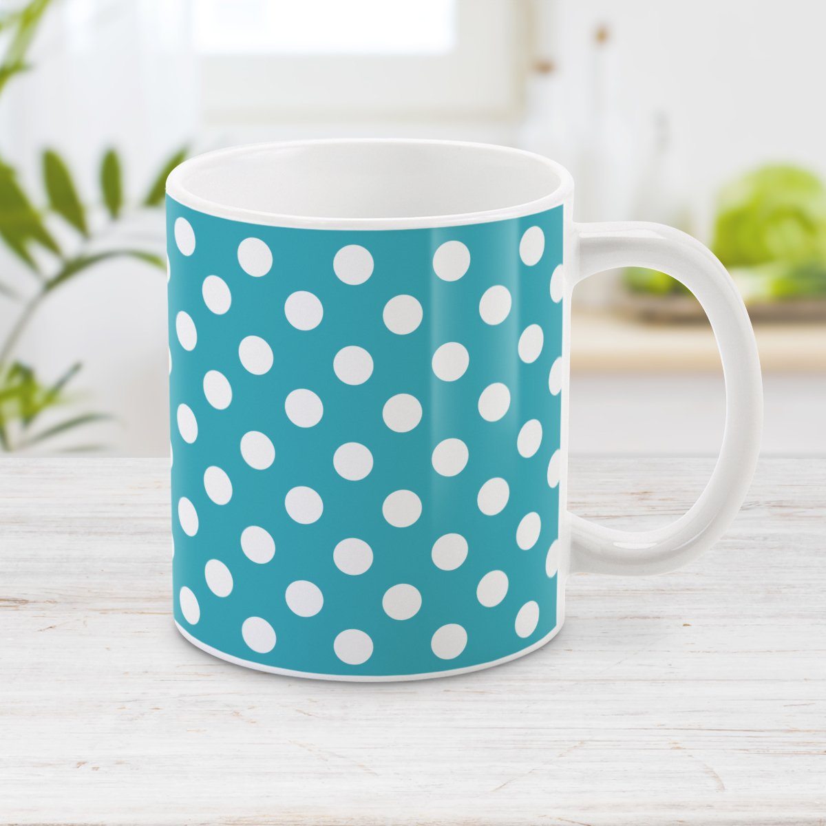 Turquoise Polka Dot Pattern Mug at Amy's Coffee Mugs