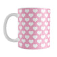 White Hearts Pattern Pink Mug (11oz) at Amy's Coffee Mugs