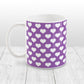 White Hearts Pattern Purple Mug at Amy's Coffee Mugs