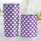 White Hearts Pattern Purple Tumbler Cup (20oz and 10oz, stainless steel insulated) at Amy's Coffee Mugs