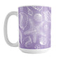 White Seashell Pattern Purple Beach Mug (15oz) at Amy's Coffee Mugs