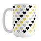 Yellow Black Gray Hearts Pattern Mug (15oz) at Amy's Coffee Mugs