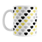 Yellow Black Gray Hearts Pattern Mug (11oz) at Amy's Coffee Mugs