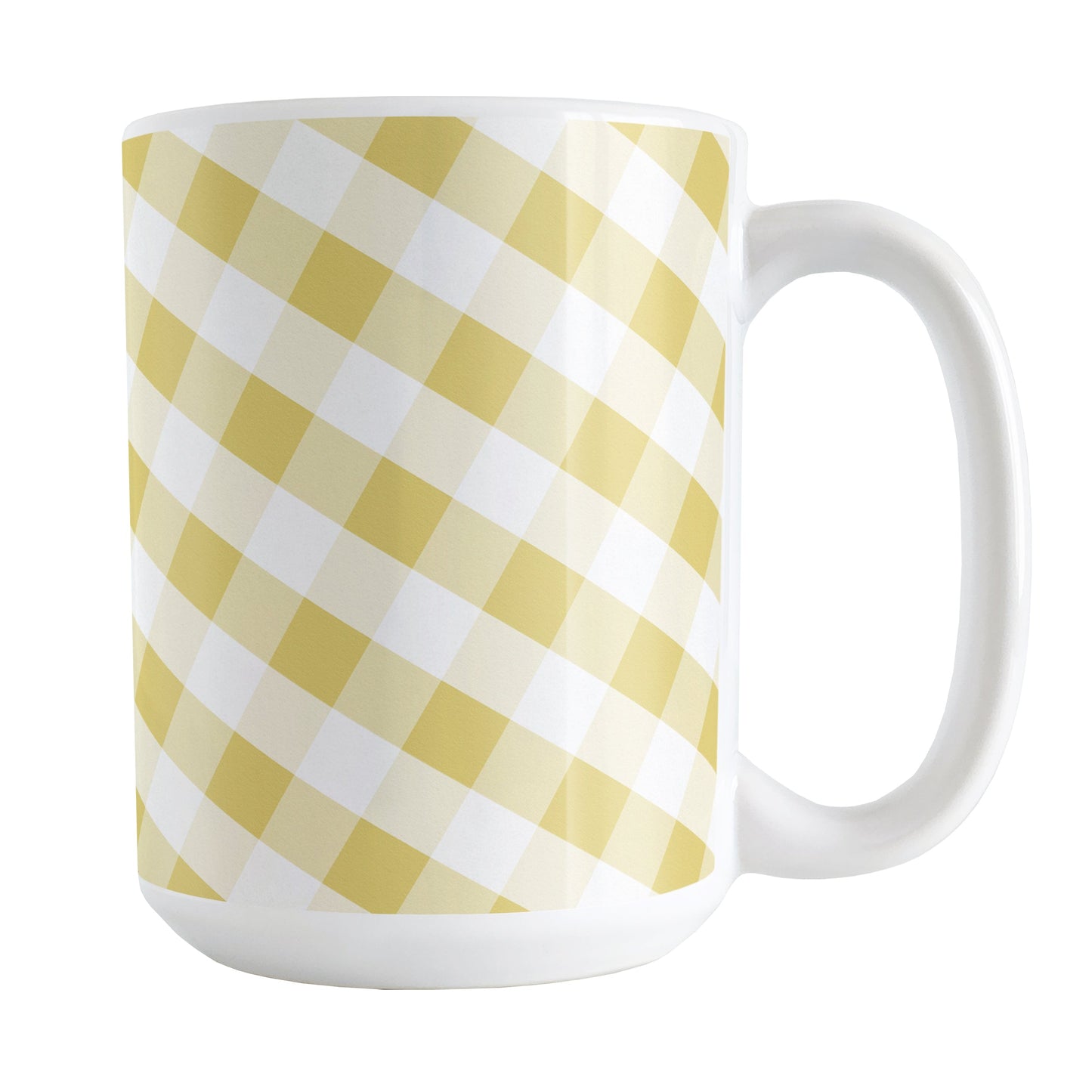 Yellow Gingham Mug (15oz) at Amy's Coffee Mugs