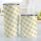 Yellow Gingham Tumbler Cup (20oz and 10oz, stainless steel insulated) at Amy's Coffee Mugs