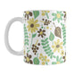 Yellow Green Brown Floral Pattern Mug (11oz) at Amy's Coffee Mugs