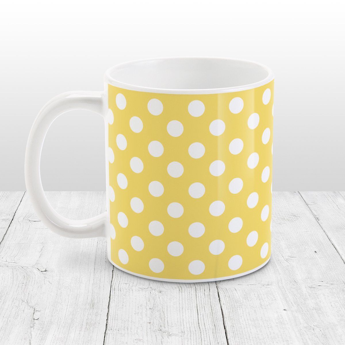 Yellow Polka Dot Pattern Mug at Amy's Coffee Mugs
