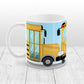 Yellow School Bus Mug (11oz) at Amy's Coffee Mugs. A ceramic coffee mug designed with three views of a yellow school bus around the mug to the handle. Perfect for school bus drivers and other school professionals. 